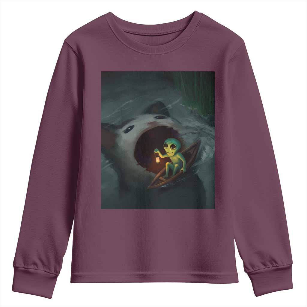 Funny Alien Cat Meme Youth Sweatshirt Weird Silly - Wonder Print Shop