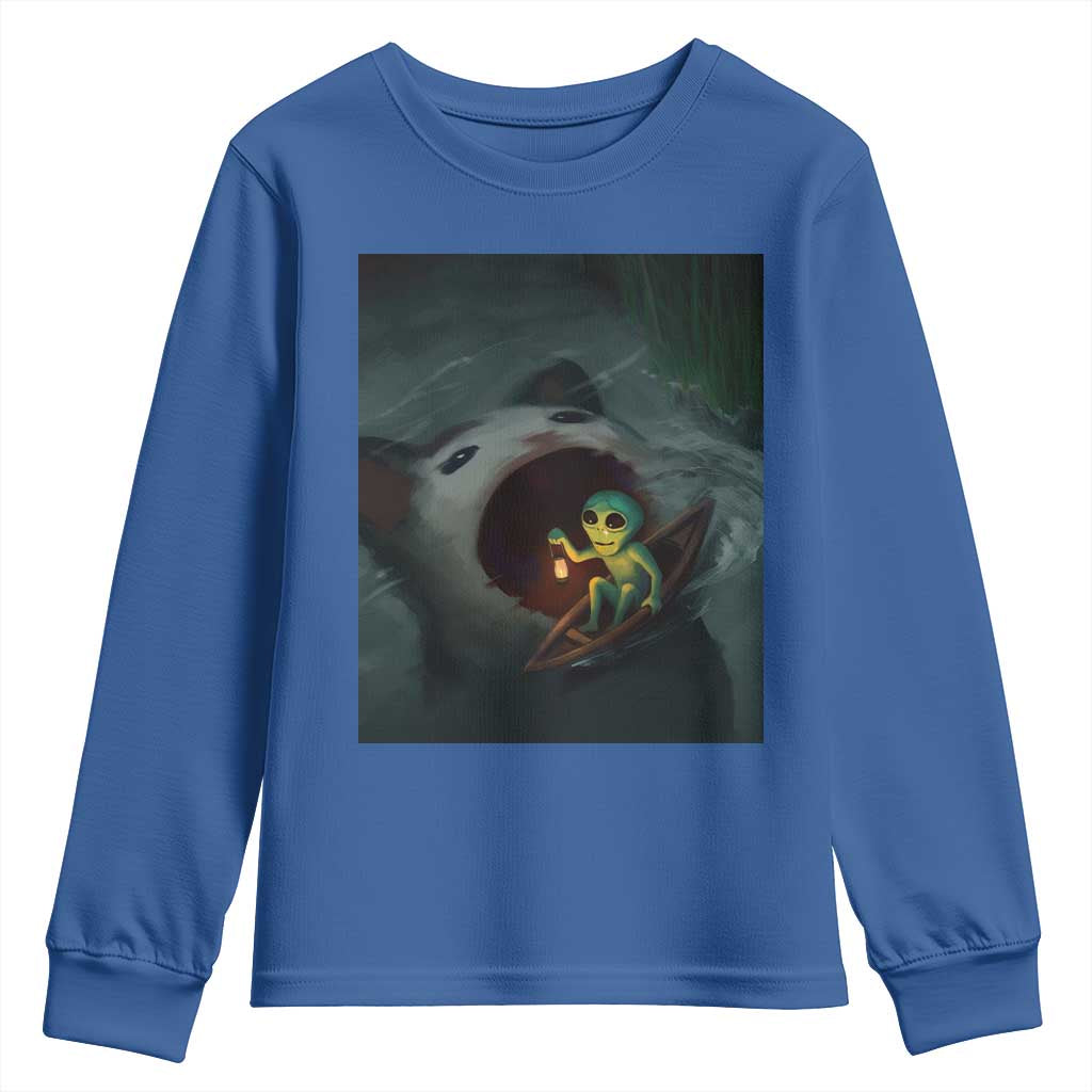 Funny Alien Cat Meme Youth Sweatshirt Weird Silly - Wonder Print Shop