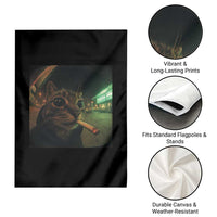 Funny Smoking Cat Garden Flag Retro 90s Grunge Cat Selfie Streetwear Meme - Wonder Print Shop