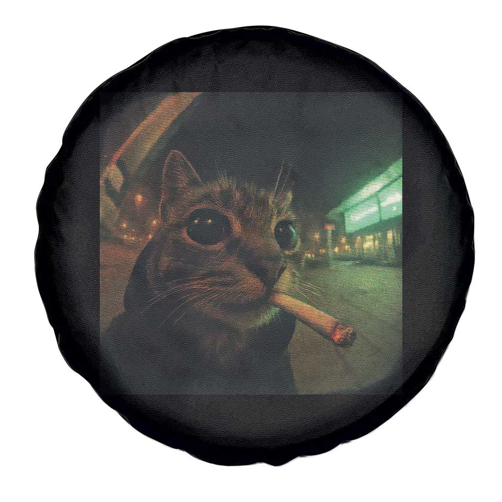 Funny Smoking Cat Spare Tire Cover Retro 90s Grunge Cat Selfie Streetwear Meme - Wonder Print Shop