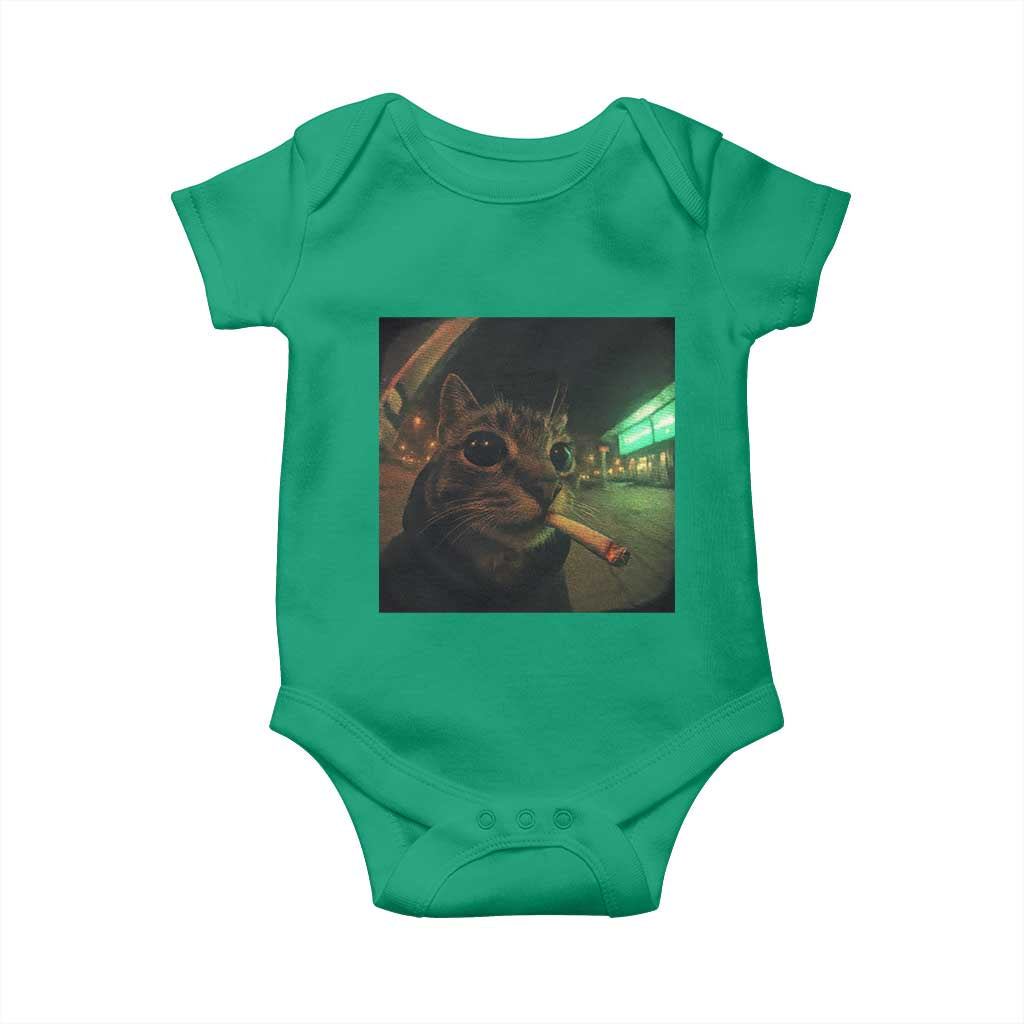 Funny Smoking Cat Baby Onesie Retro 90s Grunge Cat Selfie Streetwear Meme - Wonder Print Shop