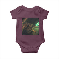 Funny Smoking Cat Baby Onesie Retro 90s Grunge Cat Selfie Streetwear Meme - Wonder Print Shop