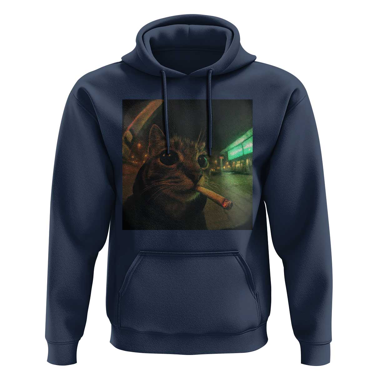 Funny Smoking Cat Hoodie Retro 90s Grunge Cat Selfie Streetwear Meme - Wonder Print Shop