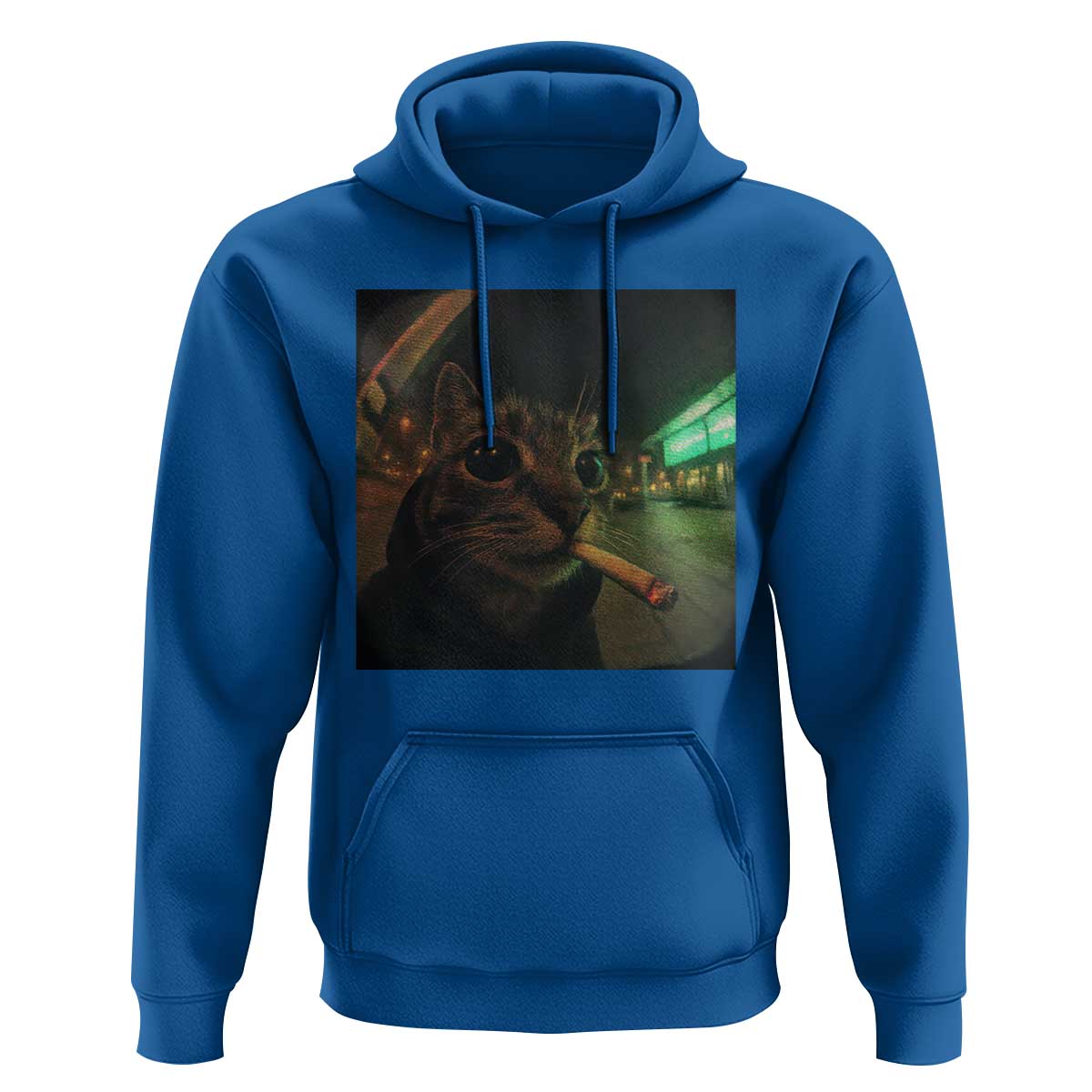 Funny Smoking Cat Hoodie Retro 90s Grunge Cat Selfie Streetwear Meme - Wonder Print Shop