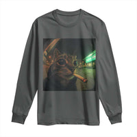 Funny Smoking Cat Long Sleeve Shirt Retro 90s Grunge Cat Selfie Streetwear Meme - Wonder Print Shop