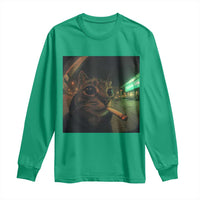Funny Smoking Cat Long Sleeve Shirt Retro 90s Grunge Cat Selfie Streetwear Meme - Wonder Print Shop