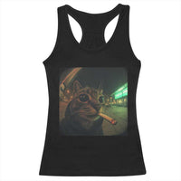 Funny Smoking Cat Racerback Tank Top Retro 90s Grunge Cat Selfie Streetwear Meme - Wonder Print Shop