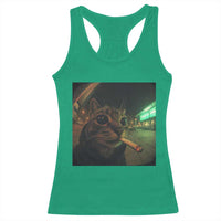 Funny Smoking Cat Racerback Tank Top Retro 90s Grunge Cat Selfie Streetwear Meme - Wonder Print Shop