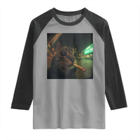 Funny Smoking Cat Raglan Shirt Retro 90s Grunge Cat Selfie Streetwear Meme - Wonder Print Shop