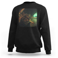 Funny Smoking Cat Sweatshirt Retro 90s Grunge Cat Selfie Streetwear Meme - Wonder Print Shop