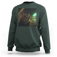 Funny Smoking Cat Sweatshirt Retro 90s Grunge Cat Selfie Streetwear Meme - Wonder Print Shop
