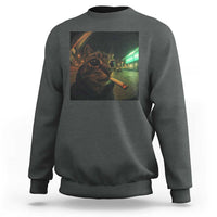 Funny Smoking Cat Sweatshirt Retro 90s Grunge Cat Selfie Streetwear Meme - Wonder Print Shop