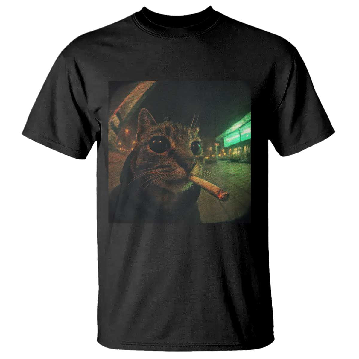 Funny Smoking Cat T Shirt Retro 90s Grunge Cat Selfie Streetwear Meme - Wonder Print Shop