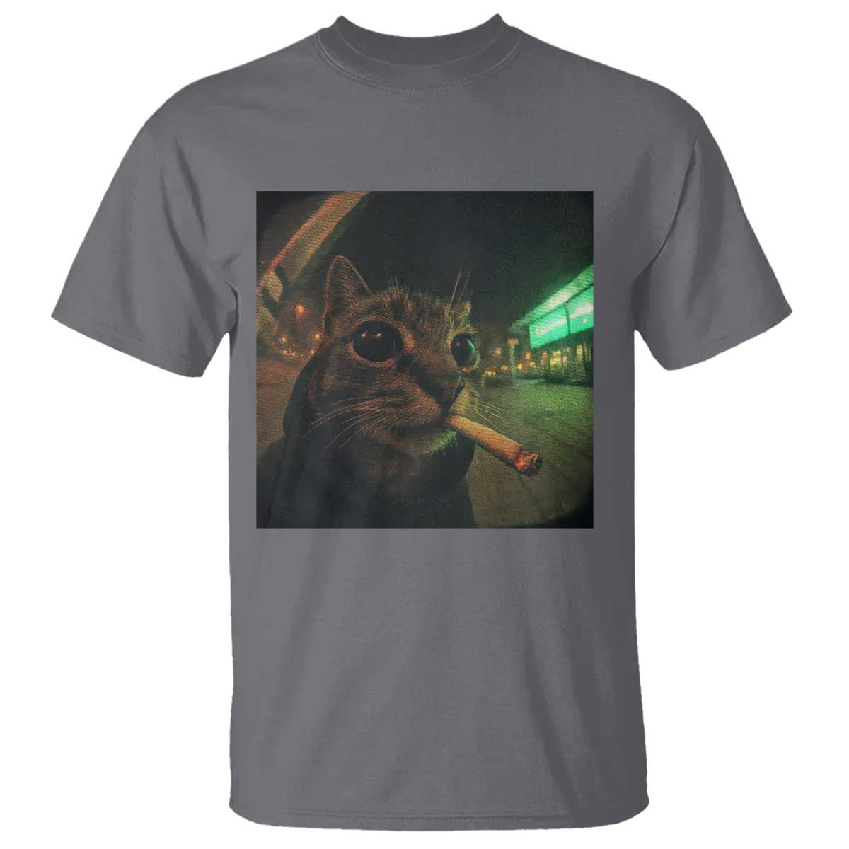 Funny Smoking Cat T Shirt Retro 90s Grunge Cat Selfie Streetwear Meme - Wonder Print Shop