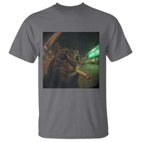 Funny Smoking Cat T Shirt Retro 90s Grunge Cat Selfie Streetwear Meme - Wonder Print Shop