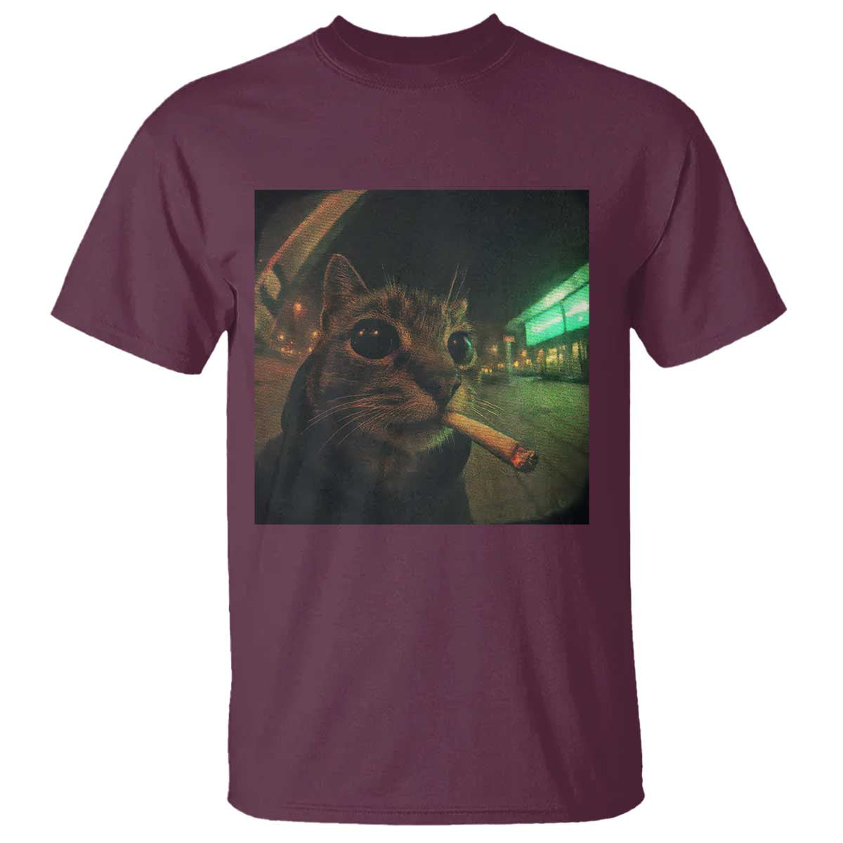 Funny Smoking Cat T Shirt Retro 90s Grunge Cat Selfie Streetwear Meme - Wonder Print Shop