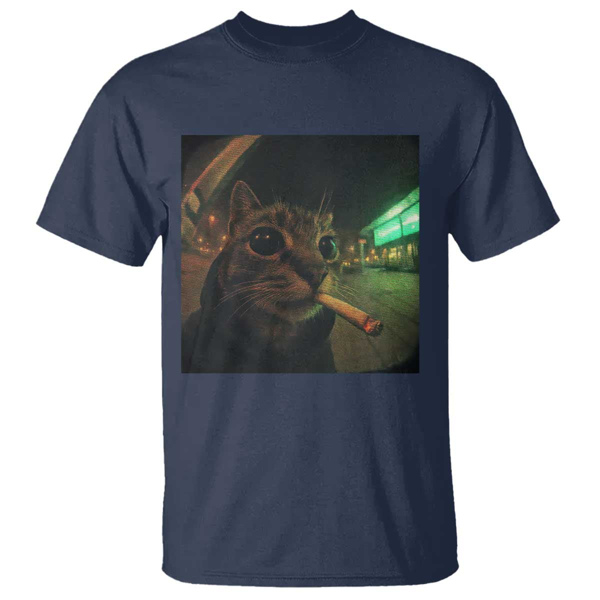 Funny Smoking Cat T Shirt Retro 90s Grunge Cat Selfie Streetwear Meme - Wonder Print Shop