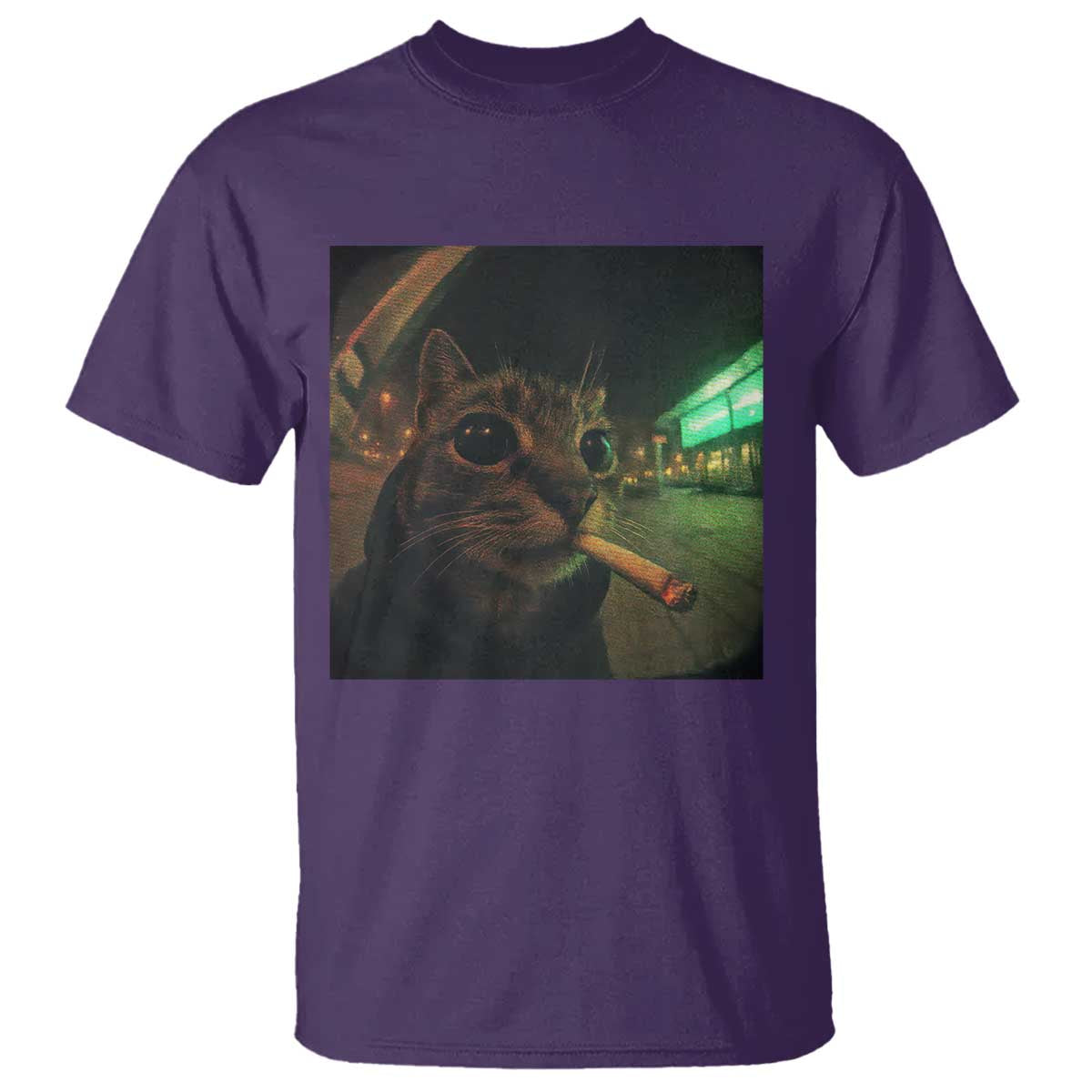 Funny Smoking Cat T Shirt Retro 90s Grunge Cat Selfie Streetwear Meme - Wonder Print Shop