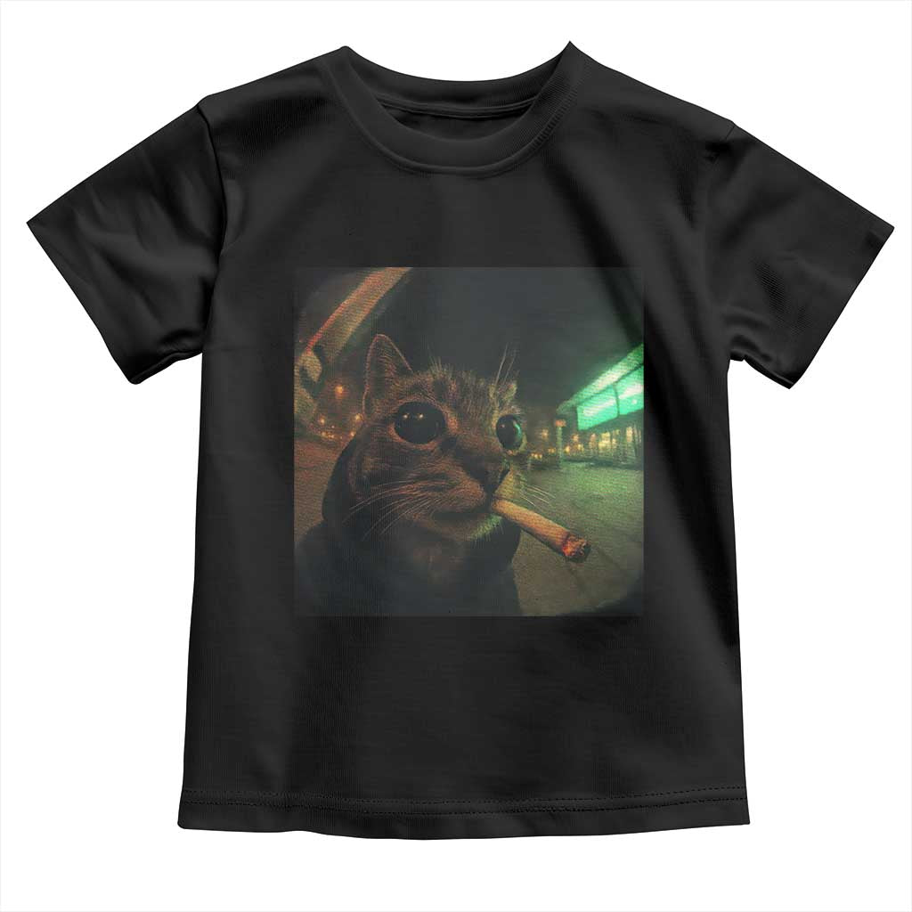 Funny Smoking Cat Toddler T Shirt Retro 90s Grunge Cat Selfie Streetwear Meme - Wonder Print Shop