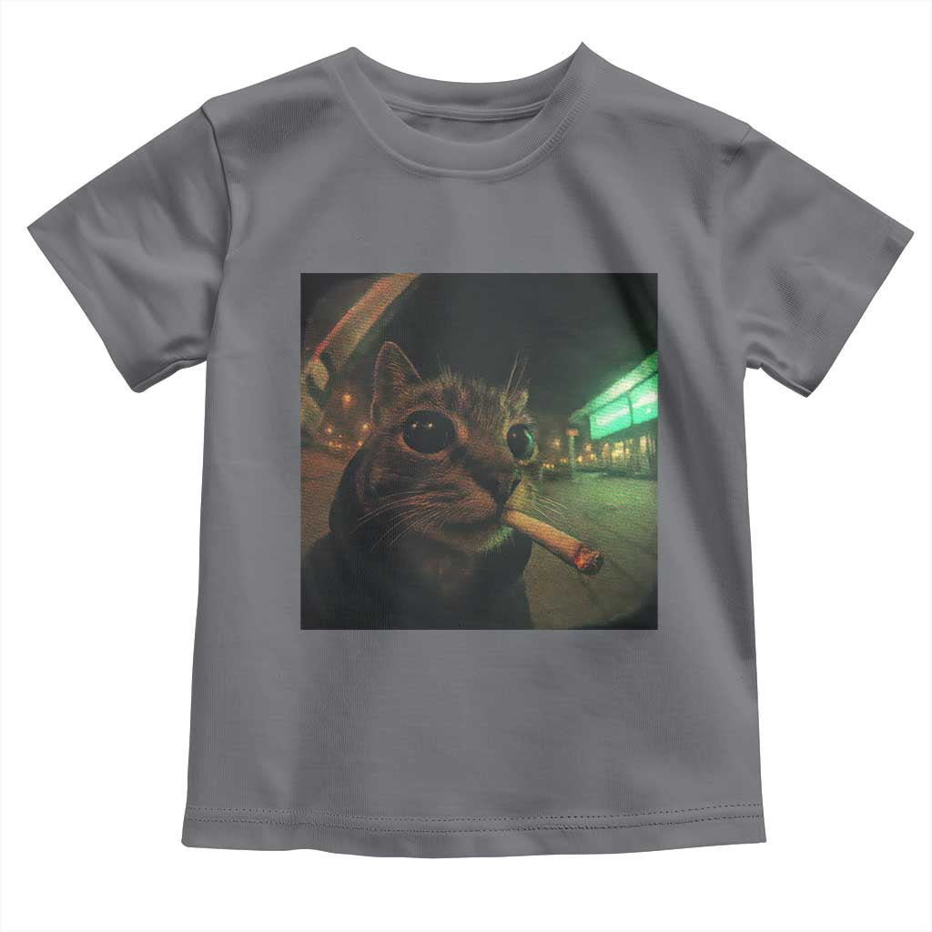 Funny Smoking Cat Toddler T Shirt Retro 90s Grunge Cat Selfie Streetwear Meme - Wonder Print Shop