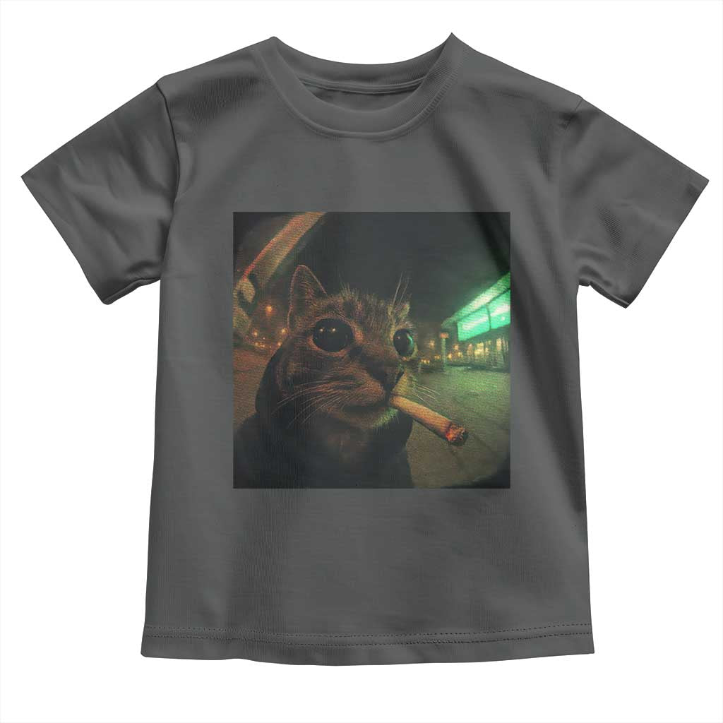 Funny Smoking Cat Toddler T Shirt Retro 90s Grunge Cat Selfie Streetwear Meme - Wonder Print Shop