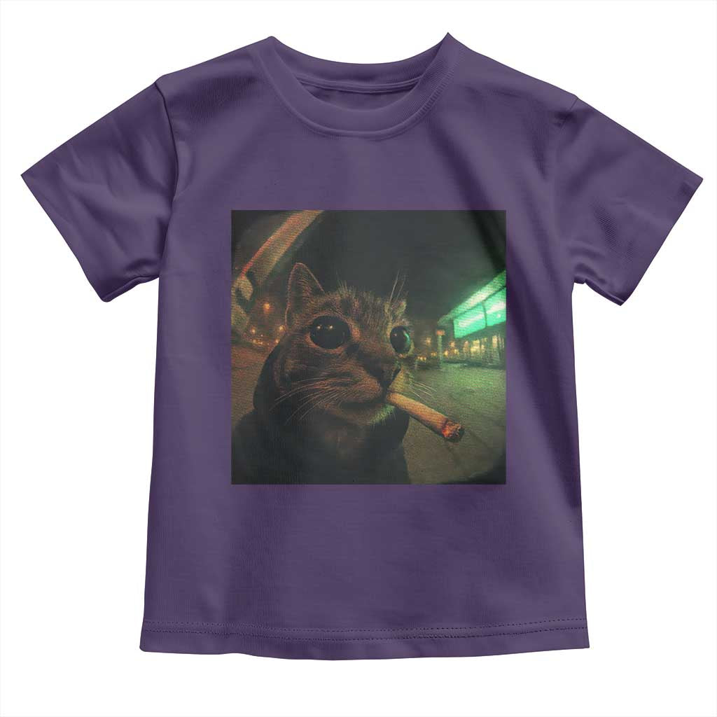 Funny Smoking Cat Toddler T Shirt Retro 90s Grunge Cat Selfie Streetwear Meme - Wonder Print Shop