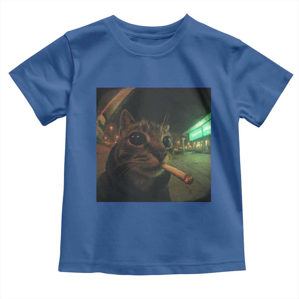 Funny Smoking Cat Toddler T Shirt Retro 90s Grunge Cat Selfie Streetwear Meme - Wonder Print Shop