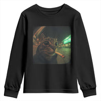 Funny Smoking Cat Youth Sweatshirt Retro 90s Grunge Cat Selfie Streetwear Meme - Wonder Print Shop