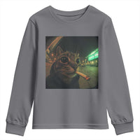 Funny Smoking Cat Youth Sweatshirt Retro 90s Grunge Cat Selfie Streetwear Meme - Wonder Print Shop