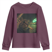 Funny Smoking Cat Youth Sweatshirt Retro 90s Grunge Cat Selfie Streetwear Meme - Wonder Print Shop