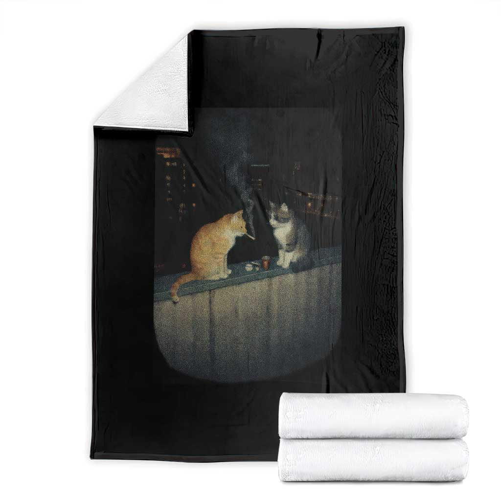 Funny Smoking Cat Throw Blanket Retro 90s Grunge Kitty Streetwear Meme - Wonder Print Shop