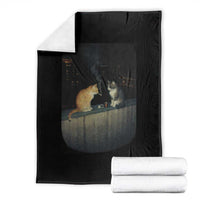 Funny Smoking Cat Throw Blanket Retro 90s Grunge Kitty Streetwear Meme - Wonder Print Shop