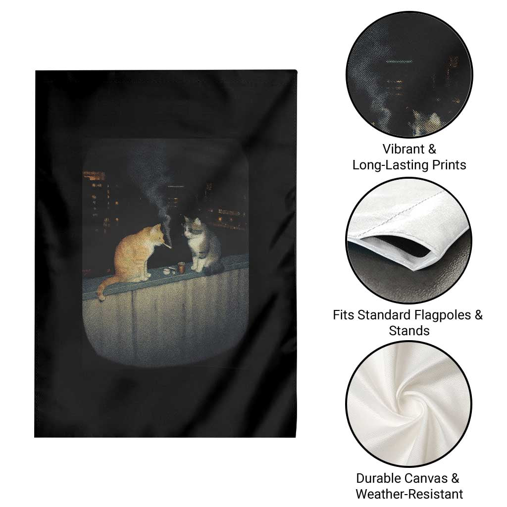 Funny Smoking Cat Garden Flag Retro 90s Grunge Kitty Streetwear Meme - Wonder Print Shop