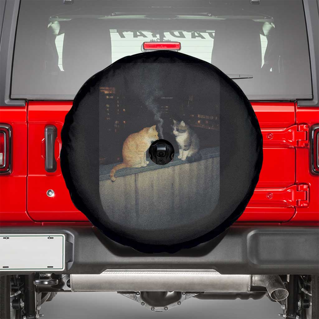 Funny Smoking Cat Spare Tire Cover Retro 90s Grunge Kitty Streetwear Meme - Wonder Print Shop