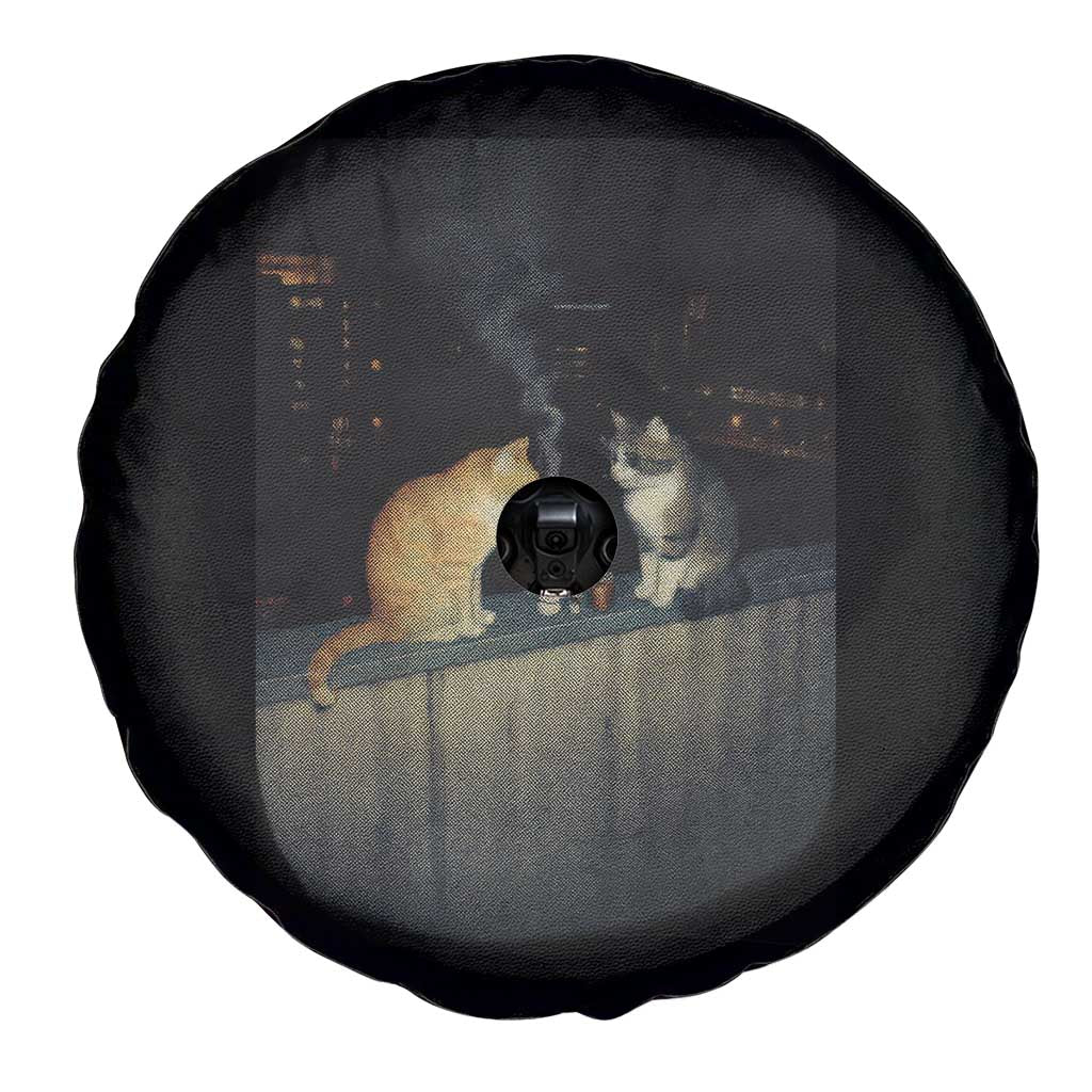 Funny Smoking Cat Spare Tire Cover Retro 90s Grunge Kitty Streetwear Meme - Wonder Print Shop