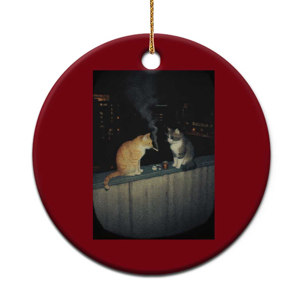 Funny Smoking Cat Ceramic Ornament Retro 90s Grunge Kitty Streetwear Meme - Wonder Print Shop