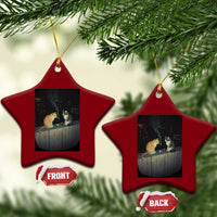 Funny Smoking Cat Ceramic Ornament Retro 90s Grunge Kitty Streetwear Meme - Wonder Print Shop