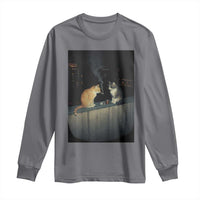 Funny Smoking Cat Long Sleeve Shirt Retro 90s Grunge Kitty Streetwear Meme - Wonder Print Shop