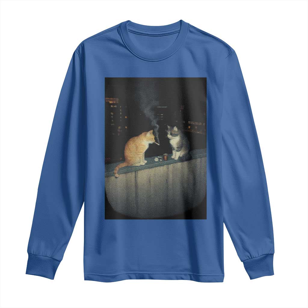 Funny Smoking Cat Long Sleeve Shirt Retro 90s Grunge Kitty Streetwear Meme - Wonder Print Shop