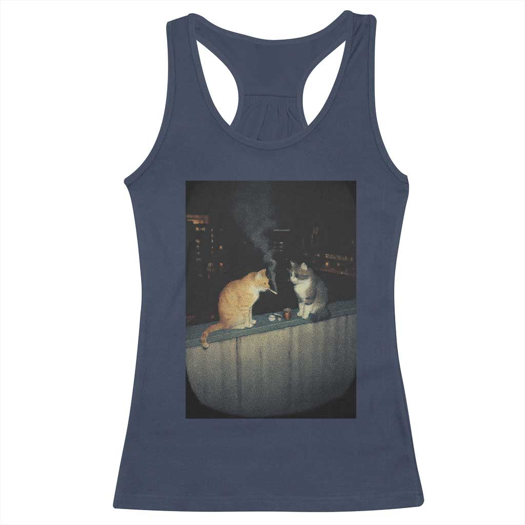 Funny Smoking Cat Racerback Tank Top Retro 90s Grunge Kitty Streetwear Meme - Wonder Print Shop