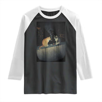 Funny Smoking Cat Raglan Shirt Retro 90s Grunge Kitty Streetwear Meme - Wonder Print Shop