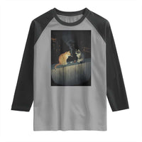 Funny Smoking Cat Raglan Shirt Retro 90s Grunge Kitty Streetwear Meme - Wonder Print Shop