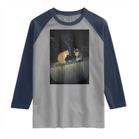 Funny Smoking Cat Raglan Shirt Retro 90s Grunge Kitty Streetwear Meme - Wonder Print Shop