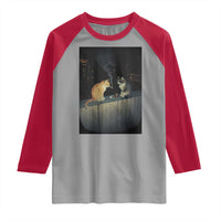 Funny Smoking Cat Raglan Shirt Retro 90s Grunge Kitty Streetwear Meme - Wonder Print Shop