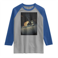 Funny Smoking Cat Raglan Shirt Retro 90s Grunge Kitty Streetwear Meme - Wonder Print Shop