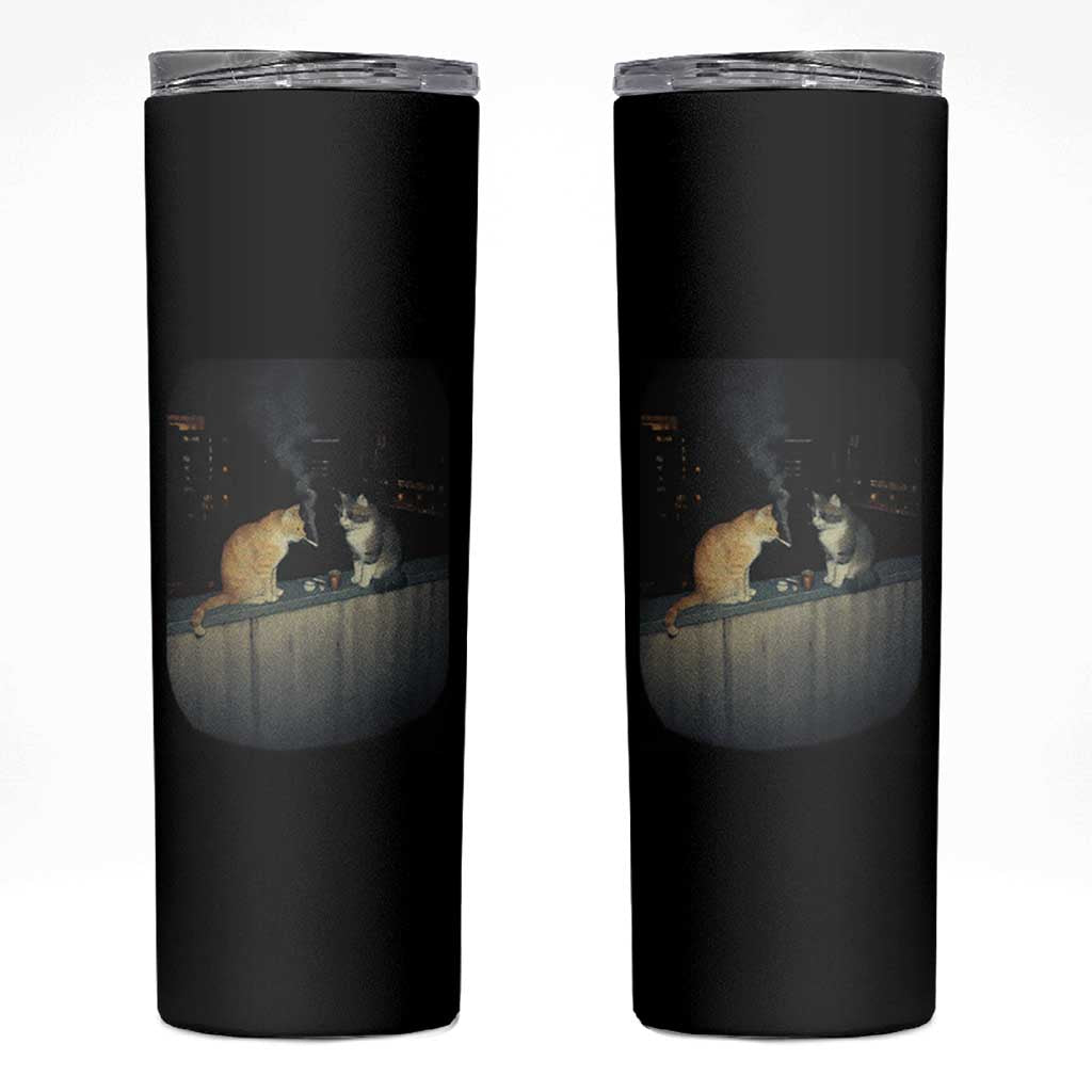 Funny Smoking Cat Skinny Tumbler Retro 90s Grunge Kitty Streetwear Meme - Wonder Print Shop