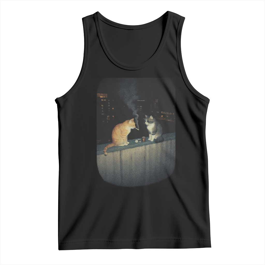 Funny Smoking Cat Tank Top Retro 90s Grunge Kitty Streetwear Meme - Wonder Print Shop