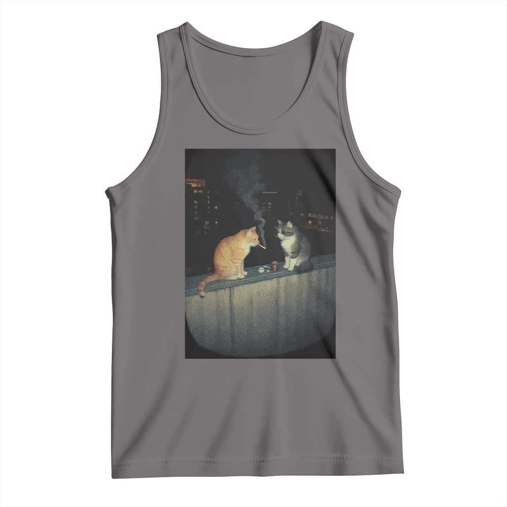 Funny Smoking Cat Tank Top Retro 90s Grunge Kitty Streetwear Meme - Wonder Print Shop