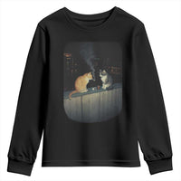 Funny Smoking Cat Youth Sweatshirt Retro 90s Grunge Kitty Streetwear Meme - Wonder Print Shop