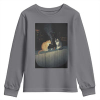Funny Smoking Cat Youth Sweatshirt Retro 90s Grunge Kitty Streetwear Meme - Wonder Print Shop